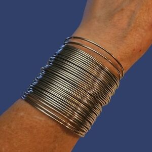 VTG Stacked Slinky Extra Wide Chunky Cuff Punk Grunge Castlecore Bracelet
